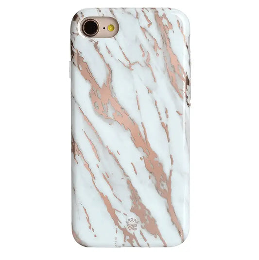 White Marble Rose Gold Chrome 2.0 iPhone Case