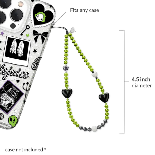 Green & Black Hearts Phone Charm