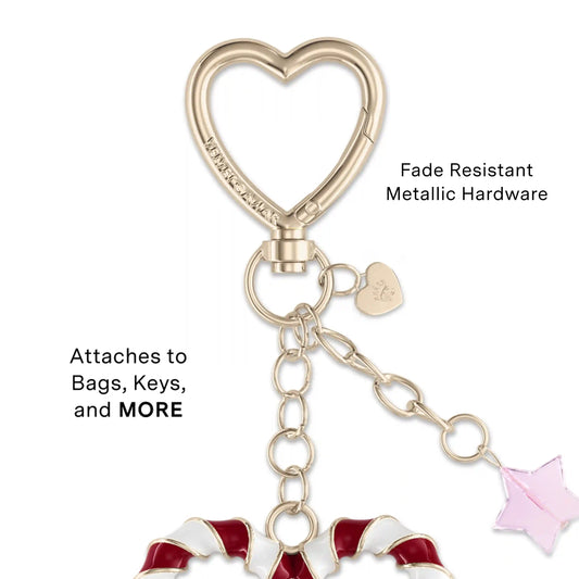 Candy Cane Heart Bag Charm