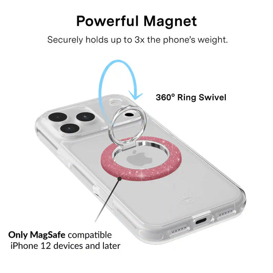 Pink Stardust Glitter MagSafe Grip Ring