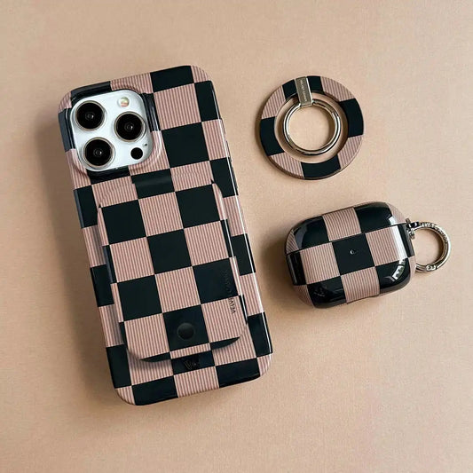 Mocha Vibe Checkered Portable MagSafe Charger Power Pack