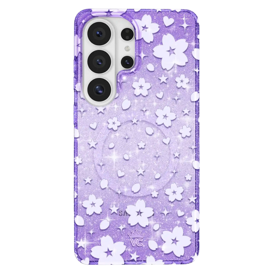Lavender Cherry Blossom Glitter Samsung Case