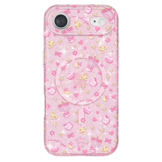 Pink Hanukkah Glitter iPhone Case