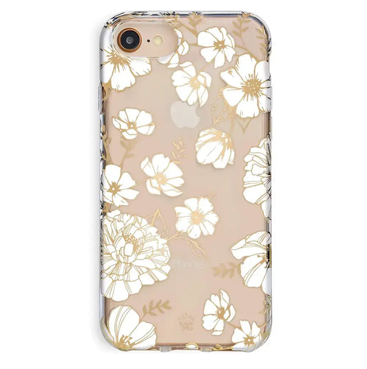 White and Gold Floral Clear iPhone Case