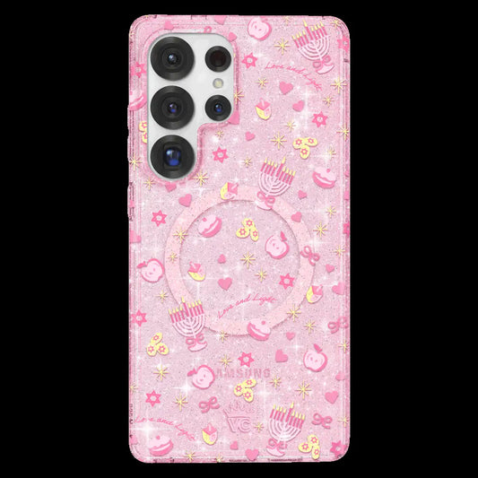 Pink Hanukkah Glitter Samsung Case