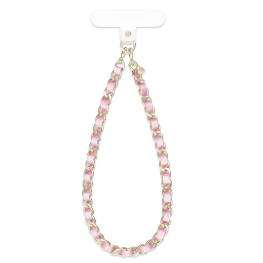 Pink Pearl Leather Chain Phone Charm