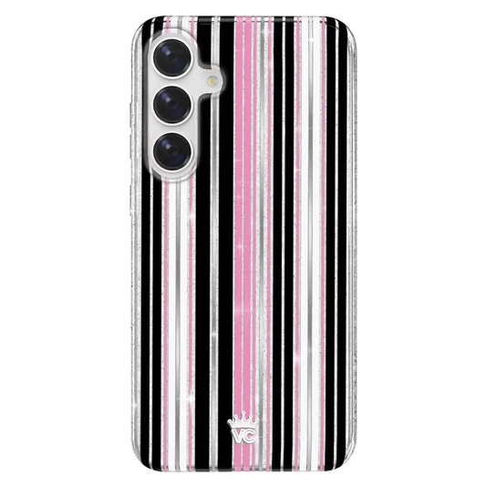 Pretty Punk Stripes Glitter Samsung Case