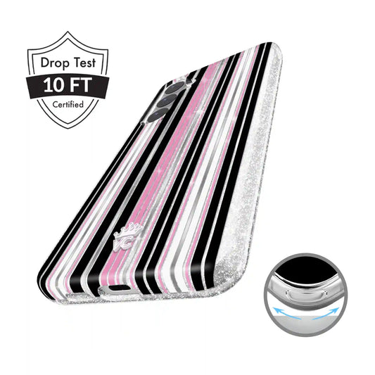 Pretty Punk Stripes Glitter Samsung Case